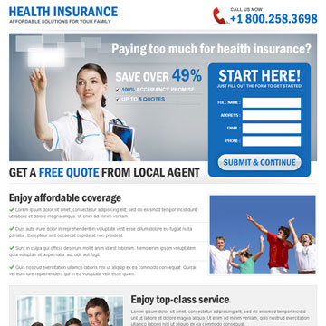 health insurance landing page